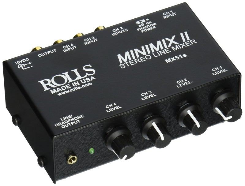 Rolls MX51S Mini Mix 2 Four-Channel Stereo Line Mixer Black - Image 3